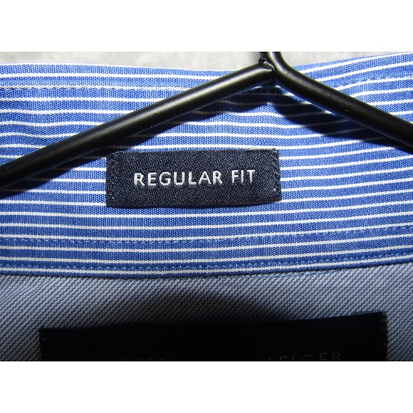 Tommy Hilfiger Blue Pinstripe Button Down Shirt Regular Fit Mens Size Medium - Picture 5 of 9